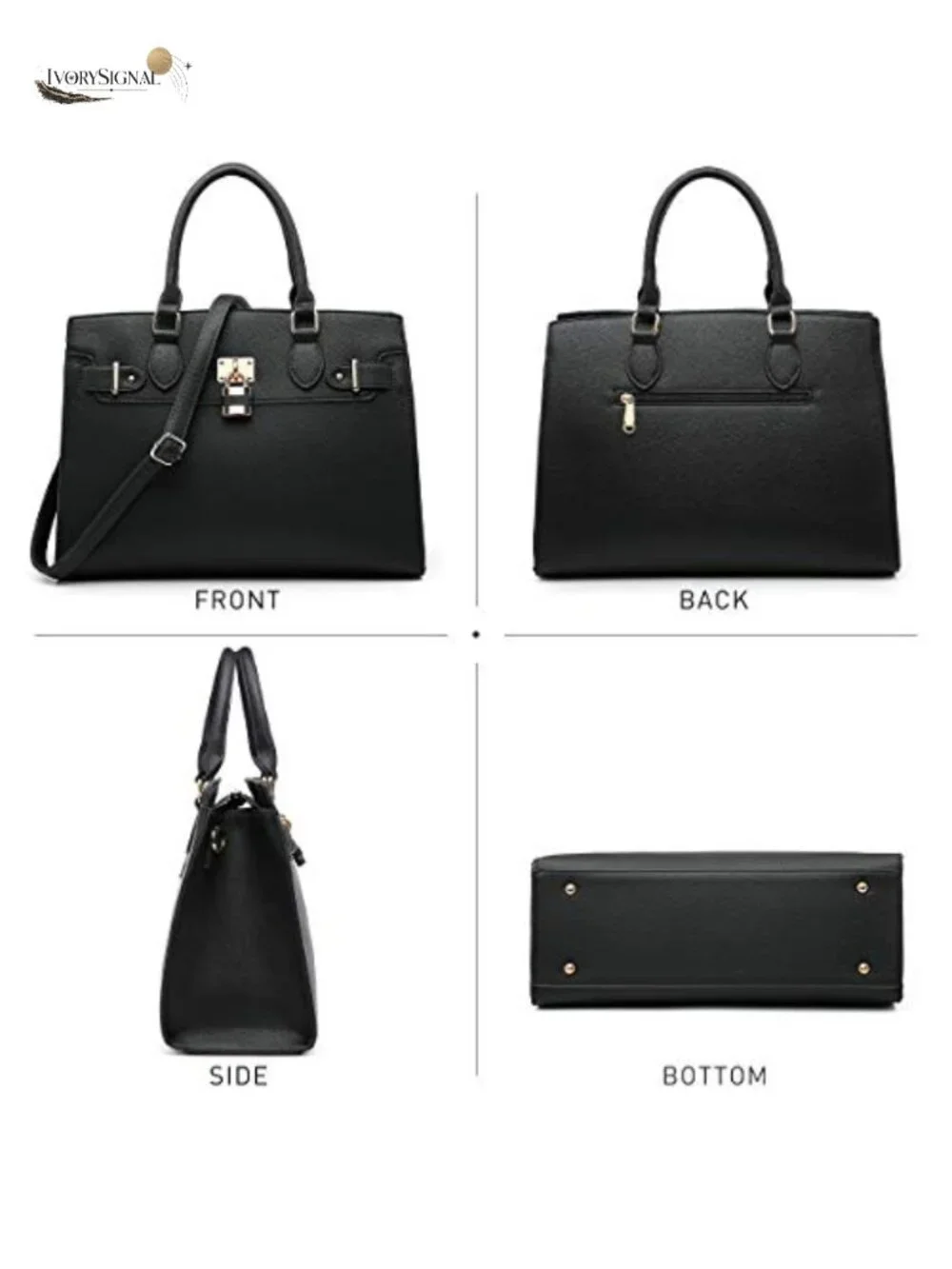 Vegan Leather Satchel Tote with Matching Clutch, Shoulder Bag, Work Bag - Picture 2 of 6